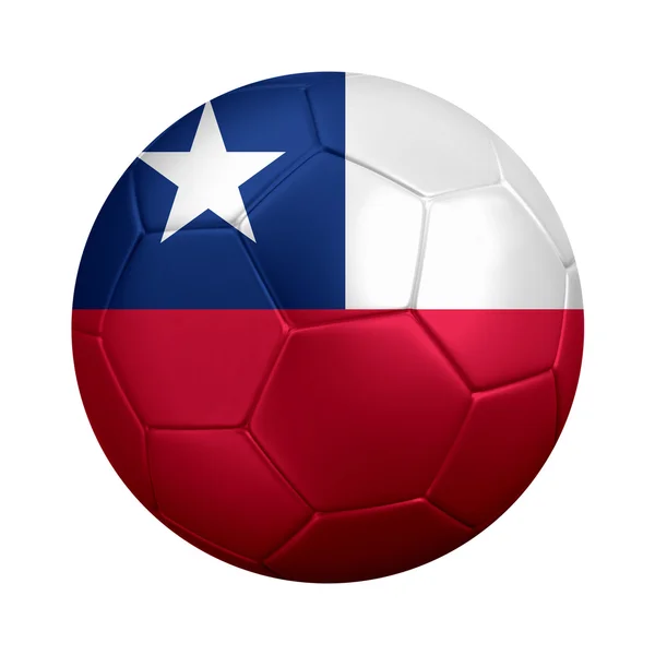 Футбольный мяч одет под национальным флагом Чили — стоковое фото