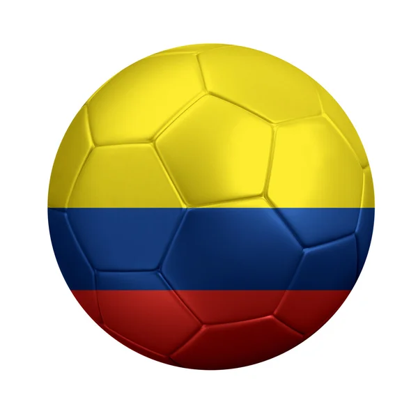 Jalkapallo pallo kääritty Kolumbian kansallinen lippu — kuvapankkivalokuva