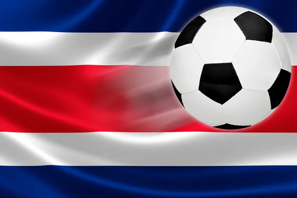 La pelota de fútbol salta de la bandera de Costa Rica — Foto de Stock
