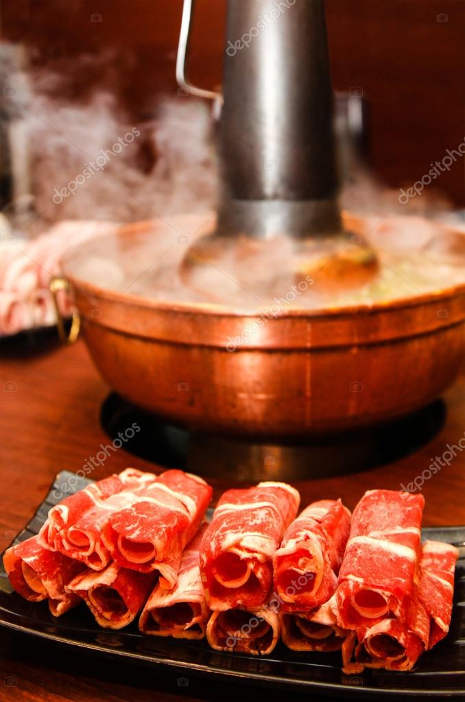Traditional Asian Hot Pot Shabu Shabu — Stock Photo © ronniechua 48822739