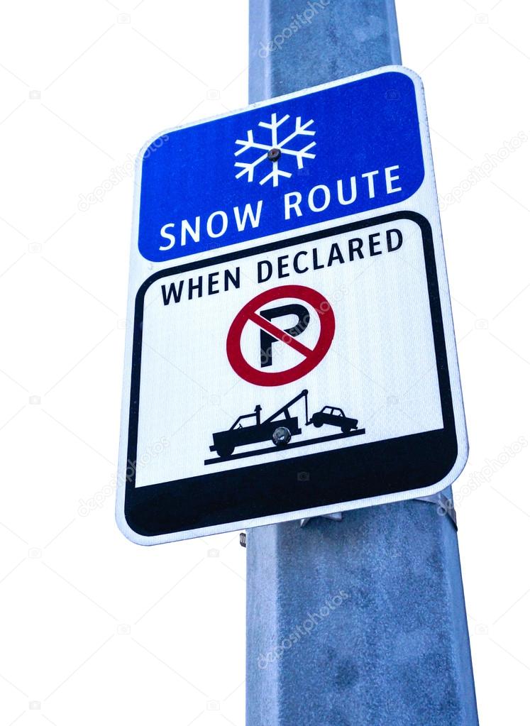 Snow Route Sign, No Parking When Declared