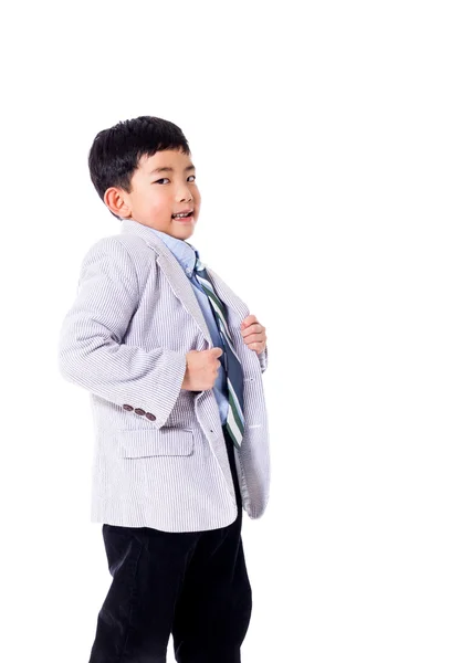 Okouzlující chlapec v obleku — Stock fotografie