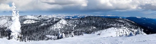 Winter Panorama of Big Mountain, Montana, Overlooking Glacier Na — Stock Photo, Image