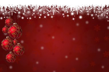 kar tanesi ve Noel baubles arka plan
