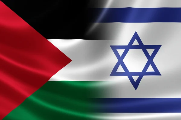 Primer plano de una bandera israelí-palestina fusionada — Foto de Stock