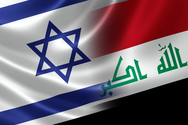Sammenslåtte flagg for Israel og Irak – stockfoto