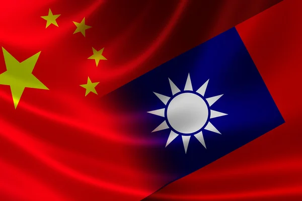 合并后的中国大陆和台湾的旗帜 — 图库照片