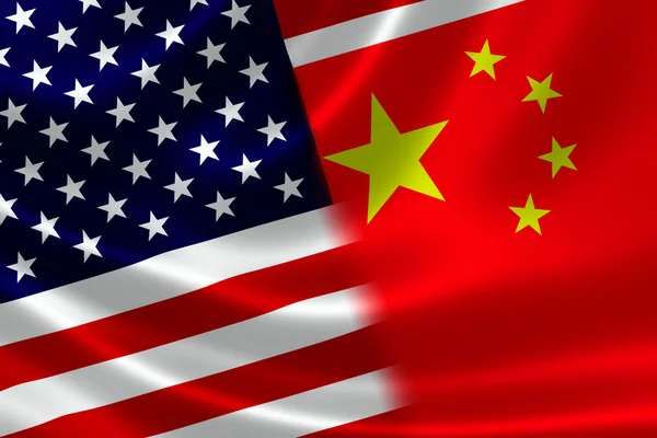 Bandera combinada de China y Estados Unidos Imagen De Stock