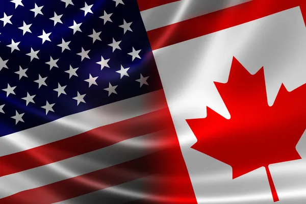 Bandera combinada de Canadá y Estados Unidos Fotos De Stock Sin Royalties Gratis