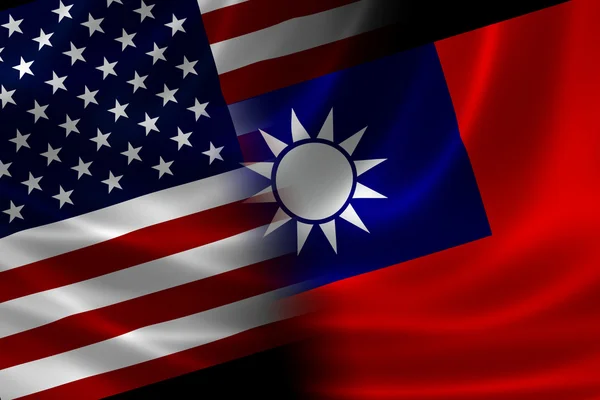 Объединённый флаг США и Тайваня — стоковое фото
