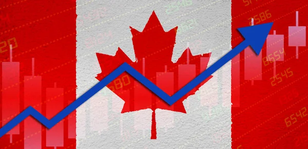 Economic Recovery Stock Market Chart Arrow Positive Territory Canadian Flag — Stock Photo, Image