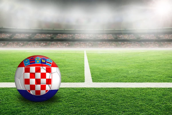 Fútbol Estadio Aire Libre Brillantemente Iluminado Con Bandera Pintada Croacia — Foto de Stock