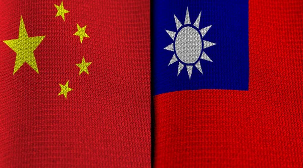 Flags China Taiwan Folded Fabric Concept Political Relations Tension Two — стоковое фото