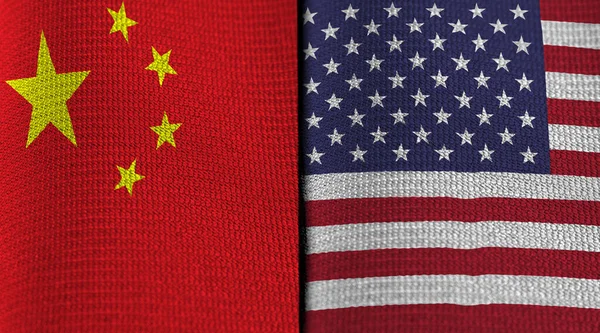 Flags China United States Folded Fabric Concept Political Relations Tension — Stockfoto