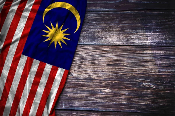 Malaysian Flag Rustic Wooden Background Malaysia National Day Remembrance Day — Foto de Stock