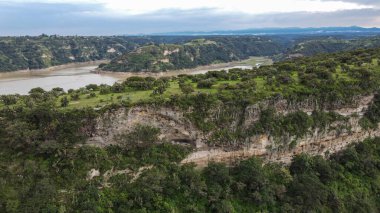 Colima Mexico 'daki Cuyutlan Sahili' nin havadan görüntüsü.