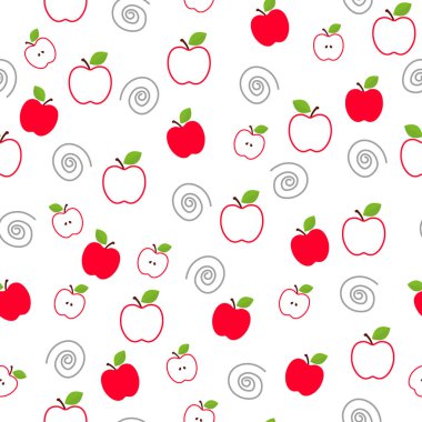 Elmasız desenli kırmızı elma parçası Ekolojik yinelenen arkaplan vektörü