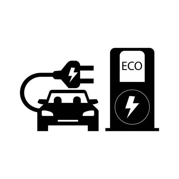 Електричний Автомобіль Електричний Автомобіль Заряджається — стоковий вектор