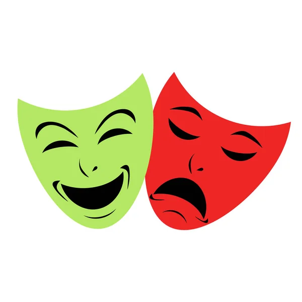 Ikon Teater Dengan Topeng Bahagia Dan Sedih - Stok Vektor