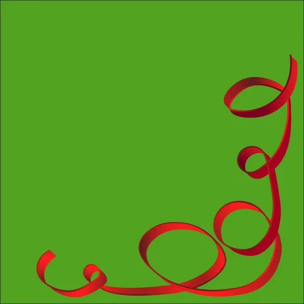 Червона Стрічка Ізольована Зеленому Фоні — стоковий вектор
