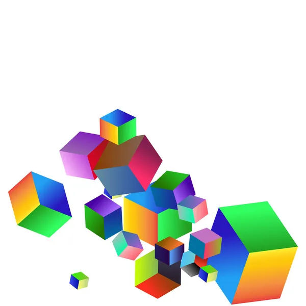 白色背景上的彩色立方体 — 图库矢量图片