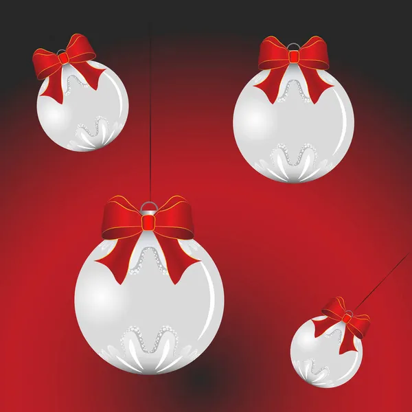 挂银的圣诞球 背景设计 — 图库矢量图片