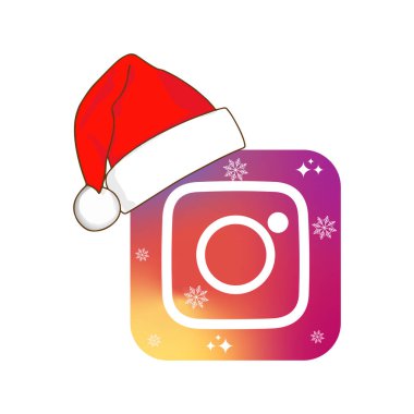Instagram popüler bir kış tarzı logodur. Yeni yıl şapkasında logo. Editör vektörü.