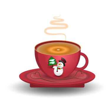 Beyaz zemin üzerinde kahve olan yeni yıl fincanı