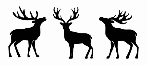 Deer Collection Vector Silhouette — Stock Vector
