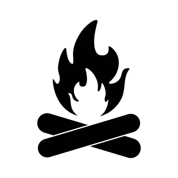 Ikona Ogniska Sztuka Odizolowane Płonące Plener — Wektor stockowy