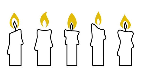 Vector Conjunto Velas Iconos — Archivo Imágenes Vectoriales