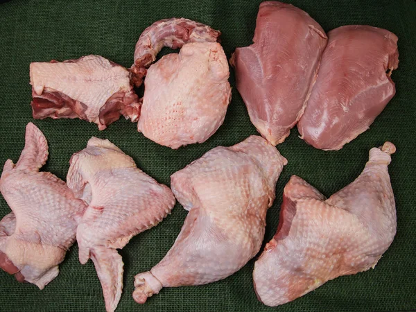 Carcasse Dinde Coupée Trouve Sur Plateau Viande Poulet Crue Filet — Photo