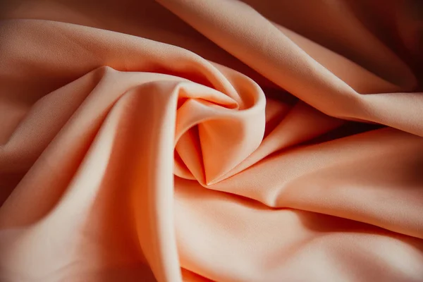 Wrinkled Beige Fabric Lies Folds Drapery Textile Texture Pink Color — Stock Photo, Image