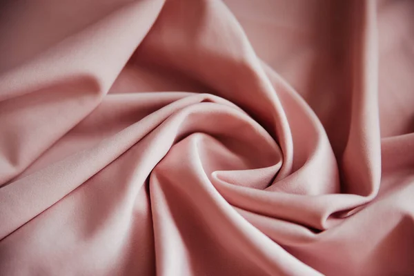 Wrinkled Light Pink Fabric Lies Folds Drapery Textile Texture Pink — Stock Photo, Image