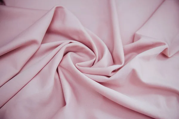 Ráncos Világos Rózsaszín Szövet Redőkben Függönyökben Rejlik Textil Textúra Rózsaszín — Stock Fotó