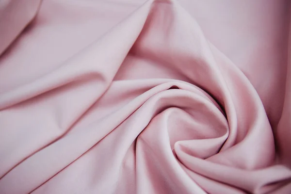 Wrinkled Light Pink Fabric Lies Folds Drapery Textile Texture Pink — Stock Photo, Image