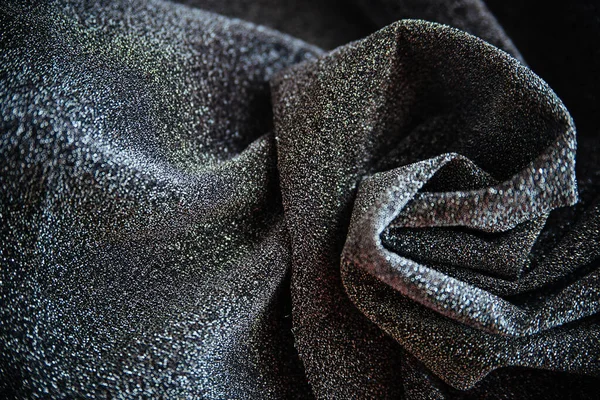 Silver Wrinkled Fabric Sand Sequins Gray Material Rolled Drapery Sparkling — 스톡 사진