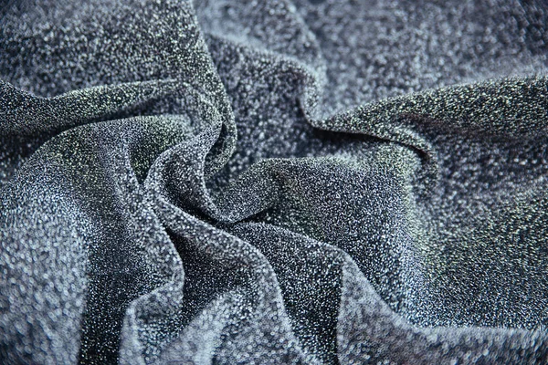 Prata Enrugada Areia Tecido Com Lantejoulas Material Cinzento Enrolado Com — Fotografia de Stock