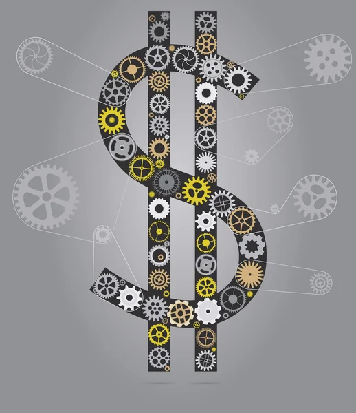 Gears and symbol of a dollar — Stock Vector