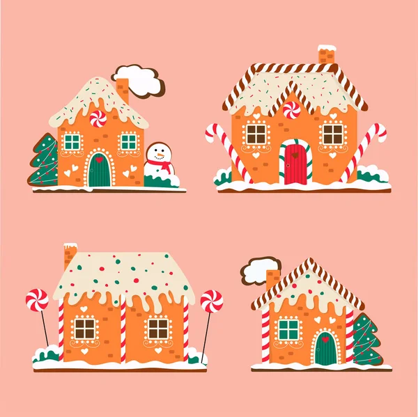 Pembe arka planda zencefilli kurabiyeler. Noel vektör illüstrasyonu.