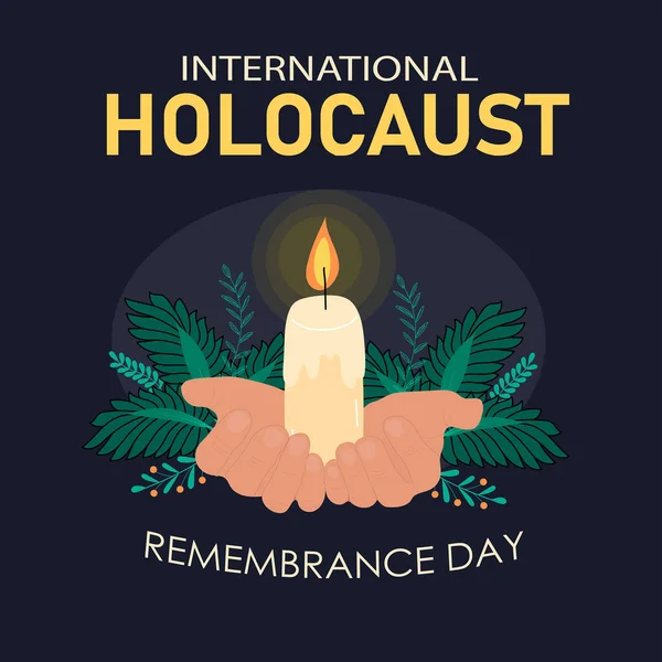 Hari Peringatan Holocaust Tangan Memegang Lilin Yang Menyala Ilustrasi Vektor - Stok Vektor