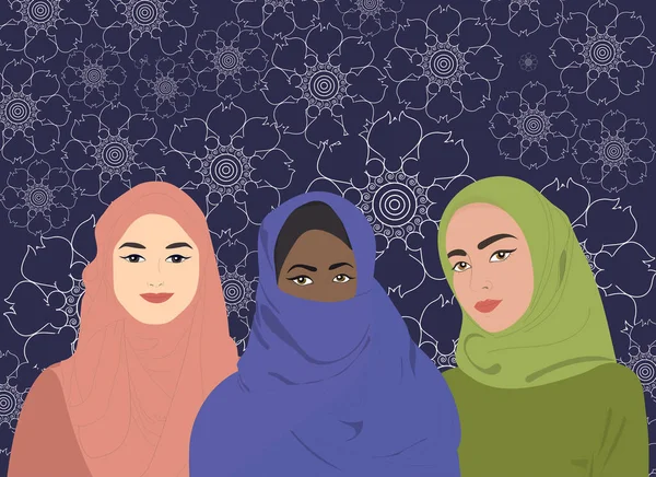 Pozdrav Muslimskými Ženami Šablona Pro Banner Plakát Pohlednice Žluté Šedé — Stockový vektor