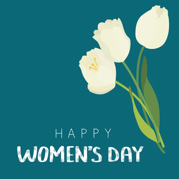 Carte Happy Women Day Avec Tulipes — Image vectorielle