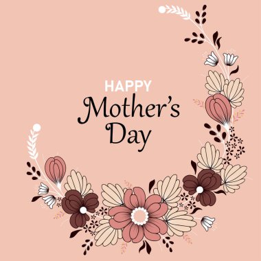 Anneler Günün kutlu olsun. Çiçekli tebrik kartı. Vektör illüstrasyonu