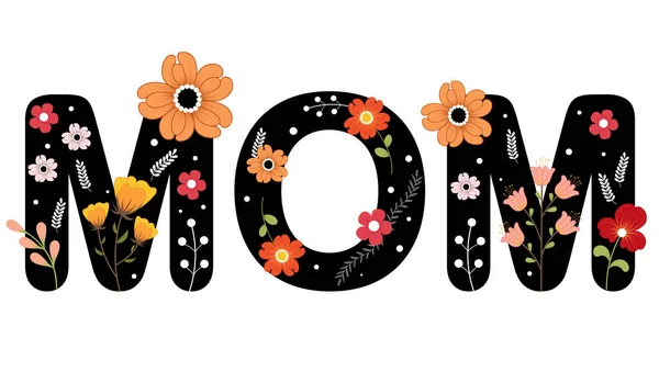 Text Mom White Background Greeting Card — Stock Vector