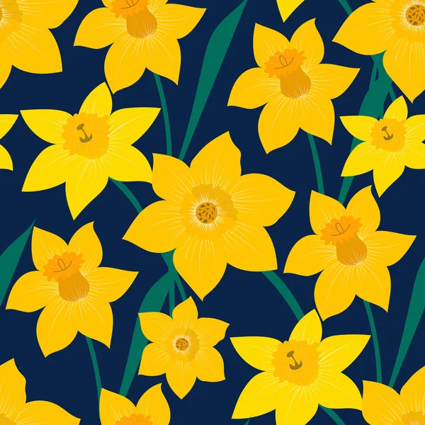 Νάρκισσος Λουλούδια Αδιάλειπτη Μοτίβο Εικονογράφηση Διανύσματος — Διανυσματικό Αρχείο
