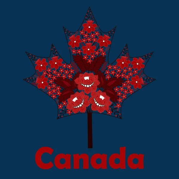 Canada Maple Leaf Flowers Canadian Holiday Vector Typography Posters Ads — Stockvektor