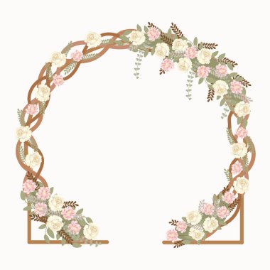 Elegant wedding arch with flowers. Vector illustration. clipart