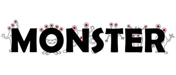 Engraçado Monstro Tipografia Ilustração — Vetor de Stock