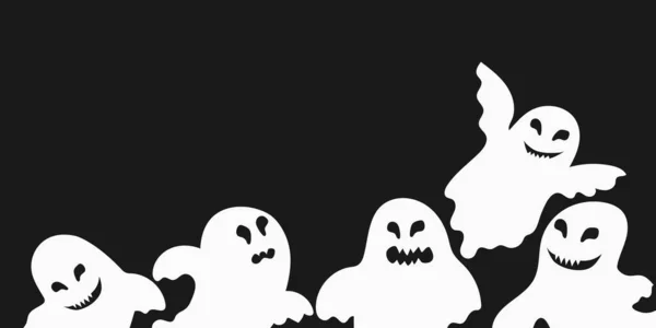 Halloween Banner Background Chosts Black Bakcground Vector Illustration — ストックベクタ